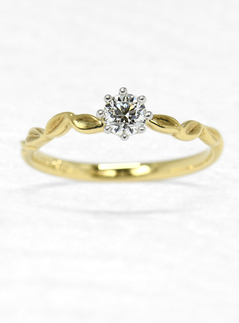 婚約指輪 金色の葉 | ひな 結婚指輪＆婚約指輪